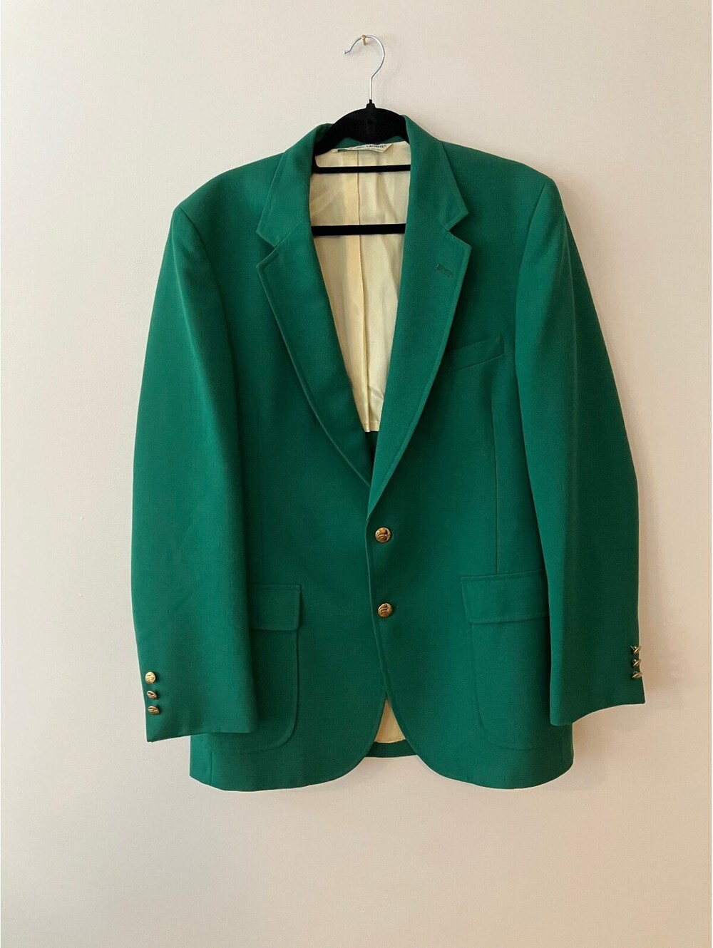 Vintage Izod Lacoste Mens Green Blazer Gold Crocodile Buttons Golf Sport Coat